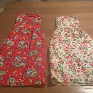 Set of 2 strapless floral dresses